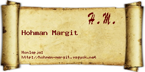 Hohman Margit névjegykártya